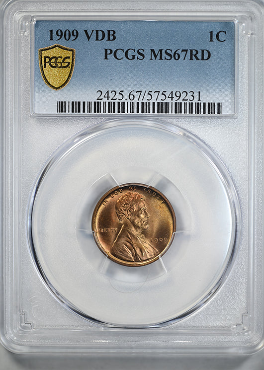 1909 VDB Lincoln Wheat Cent 1C PCGS MS67RD