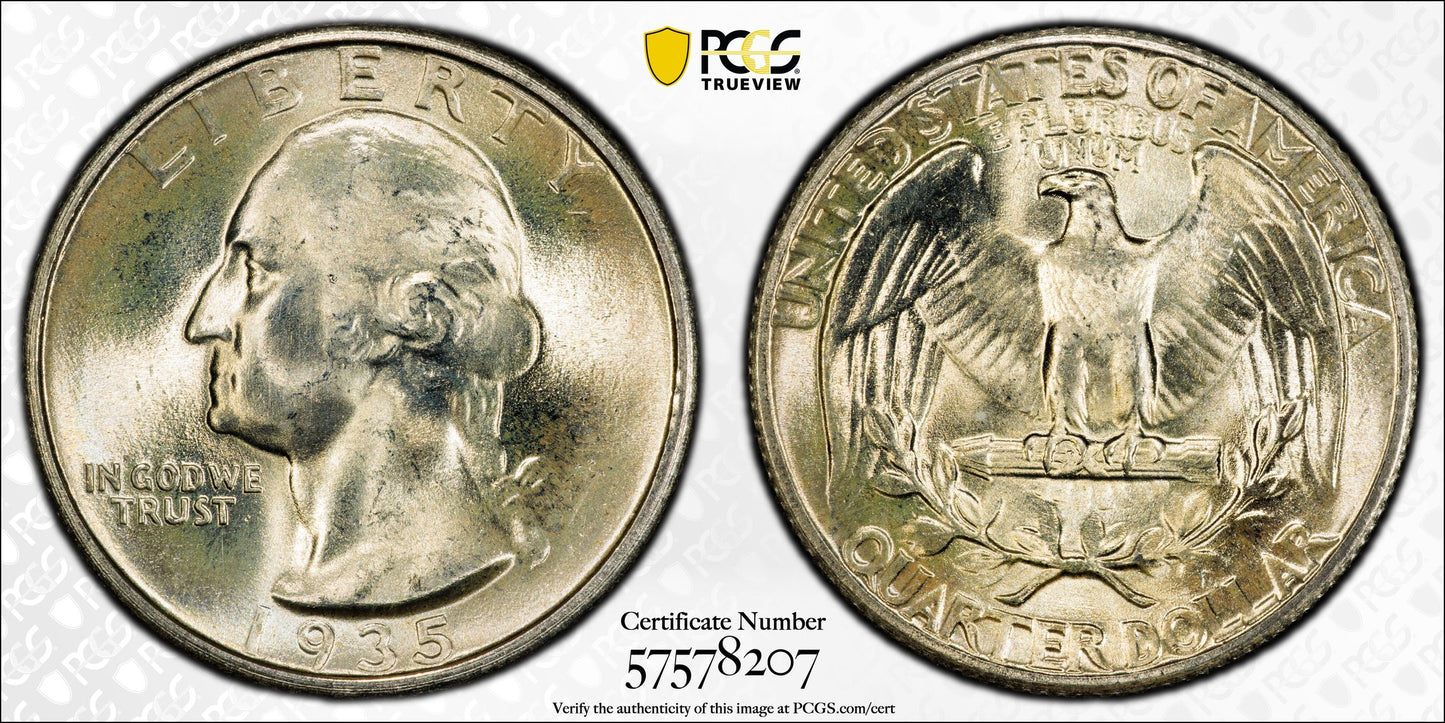 1935 Washington Quarter 25C PCGS MS67+