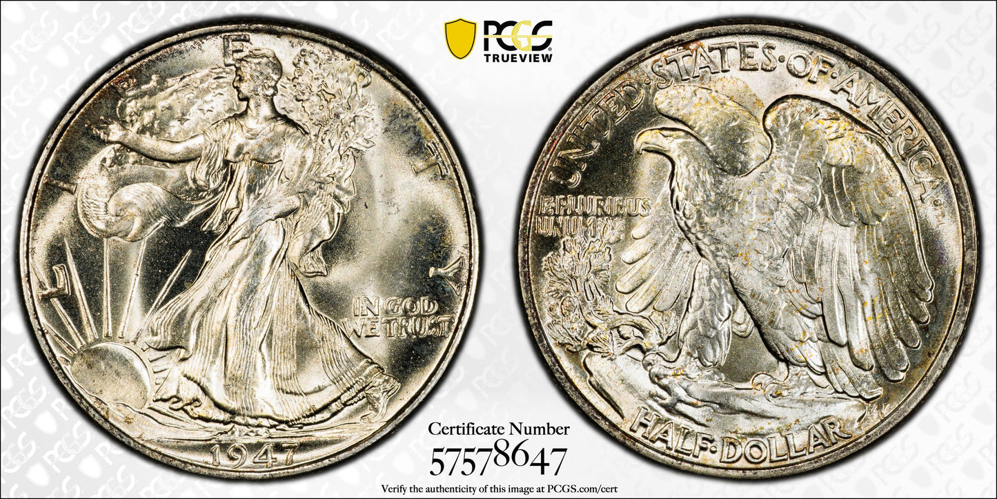 1947 Walking Liberty Half Dollar 50C PCGS MS67