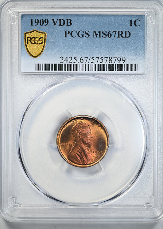 1909 VDB Lincoln Wheat Cent 1C PCGS MS67RD