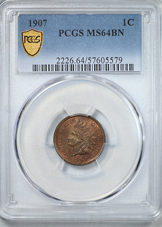 1907 Indian Head Cent 1C PCGS MS64BN
