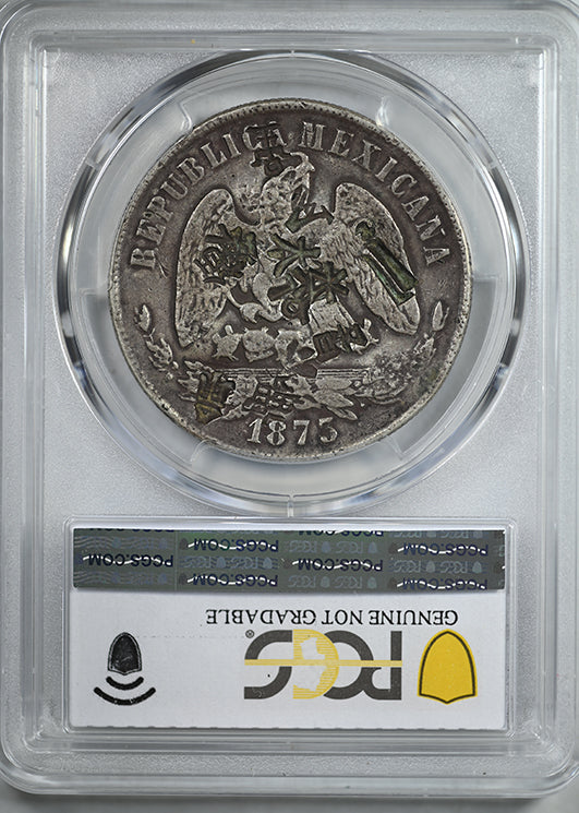 1873-Pi O Mexico Peso PCGS Chop Mark VF Detail KM-408.7 - Chopmarked