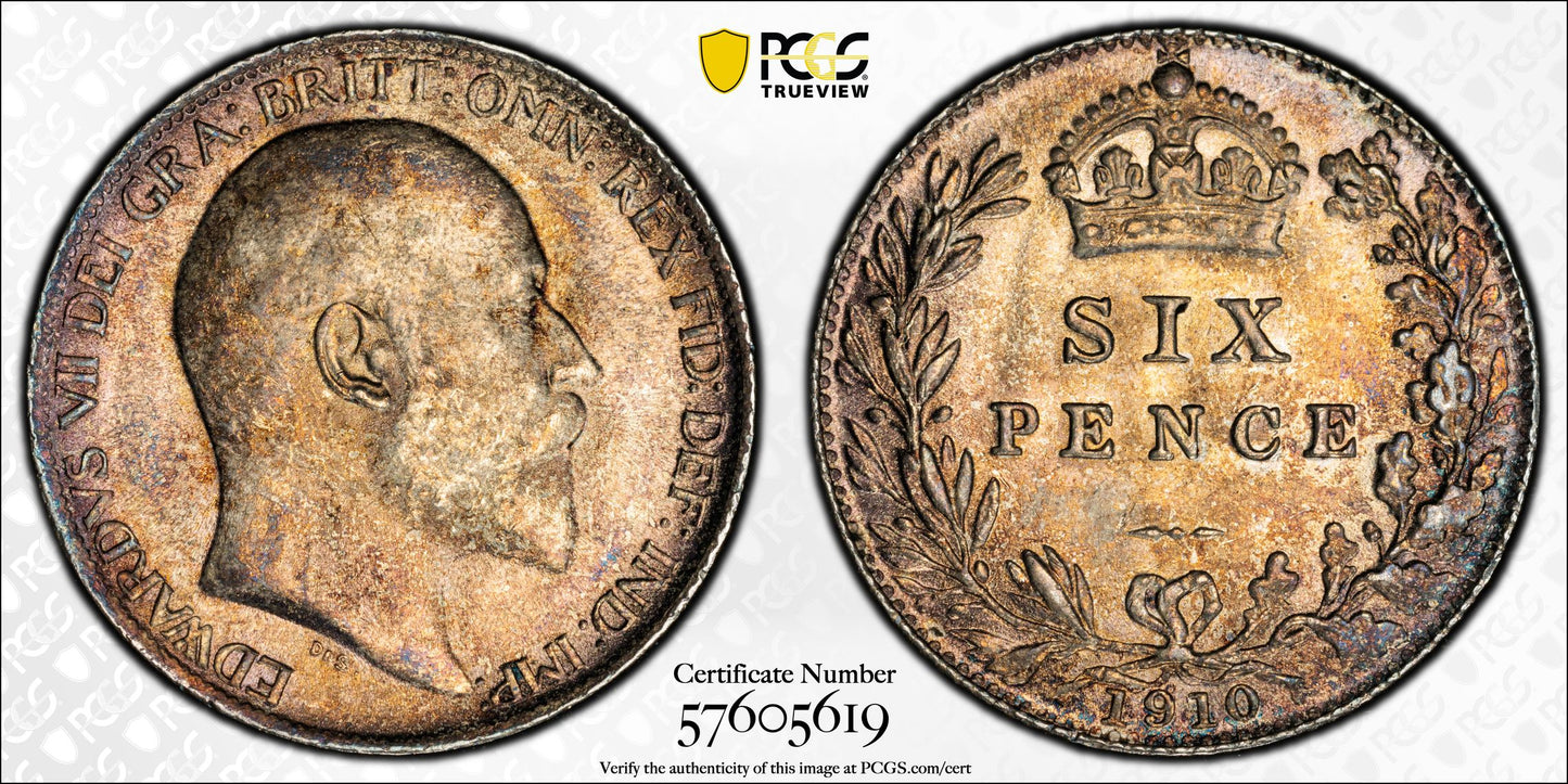 1910 Great Britain 6D Pence Sixpence PCGS MS64 S-3983