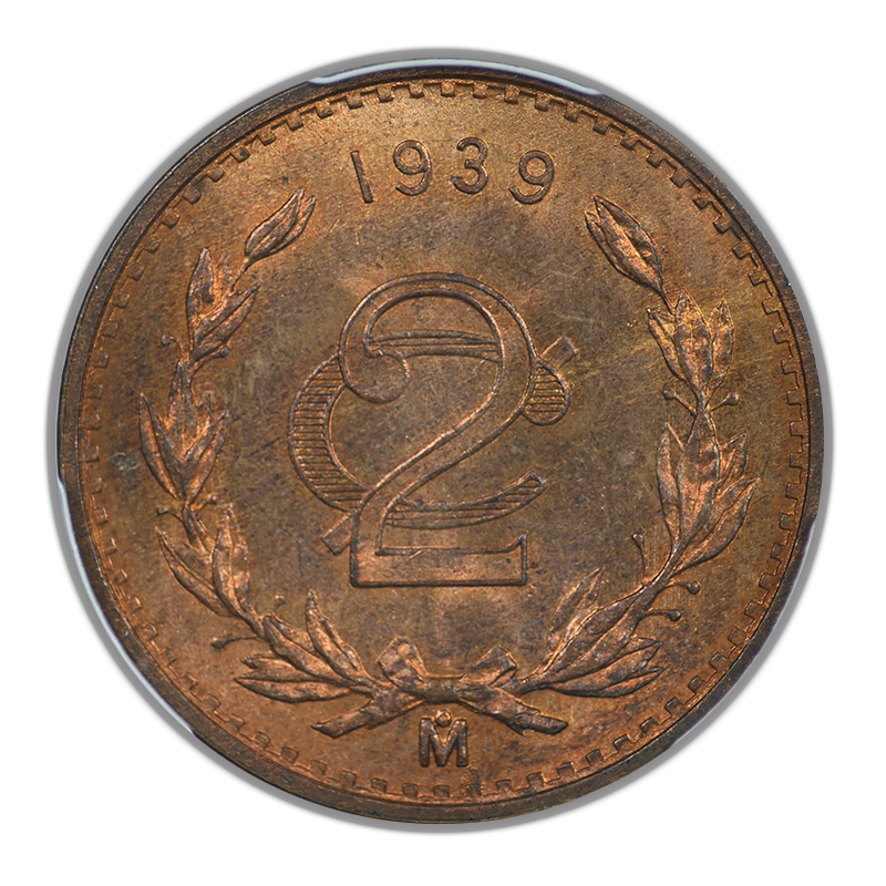 1939-Mo Mexico 2C Centavos PCGS MS64RB