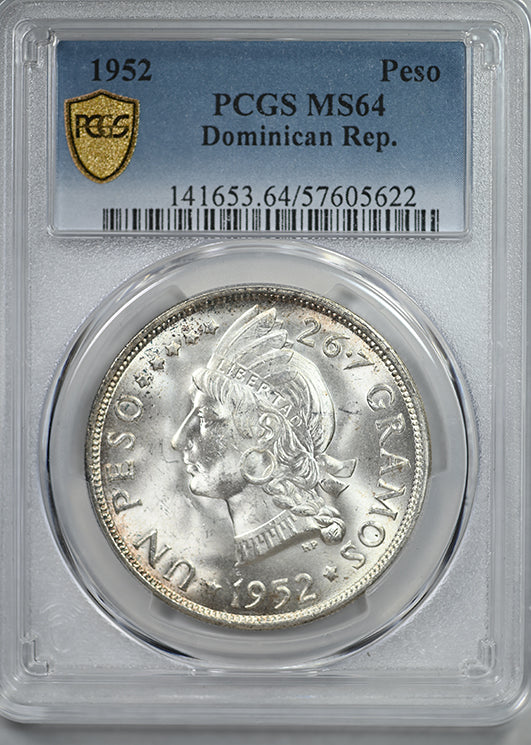 1952 Dominican Republic Peso PCGS MS64