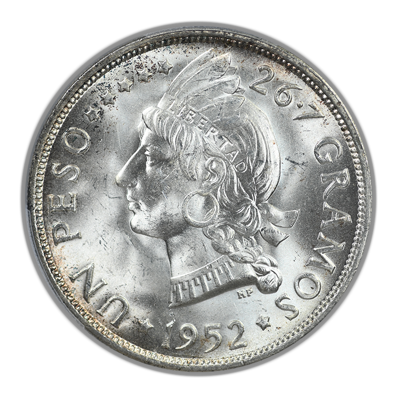 1952 Dominican Republic Peso PCGS MS64