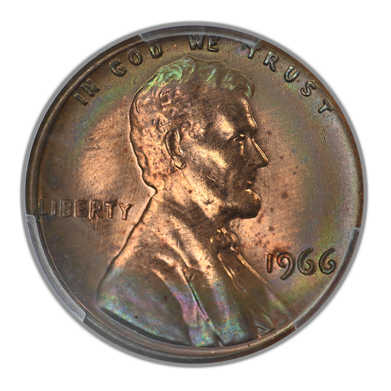 1966 Lincoln Memorial Cent 1C PCGS MS64RB - TONED!