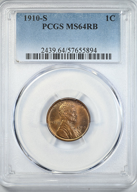 1910-S Lincoln Wheat Cent 1C PCGS MS64RB