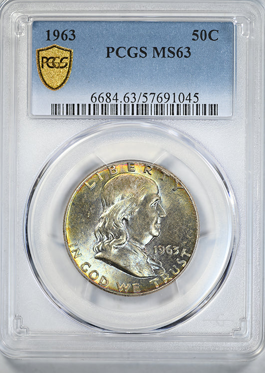 1963 Franklin Half Dollar 50C PCGS MS63 - TONED!