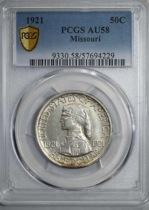 1921 Missouri Classic Commemorative Half Dollar 50C PCGS AU58