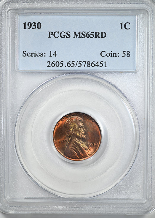 1930 Lincoln Wheat Cent 1C PCGS MS65RD