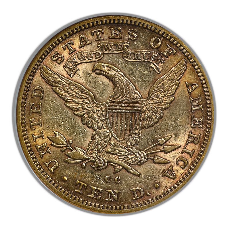 1890-CC Liberty Head Gold Eagle $10 NGC AU53 CAC Reverse
