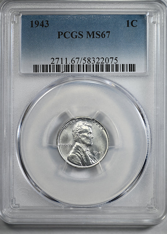 1943 Steel Lincoln Wheat Cent 1C PCGS MS67