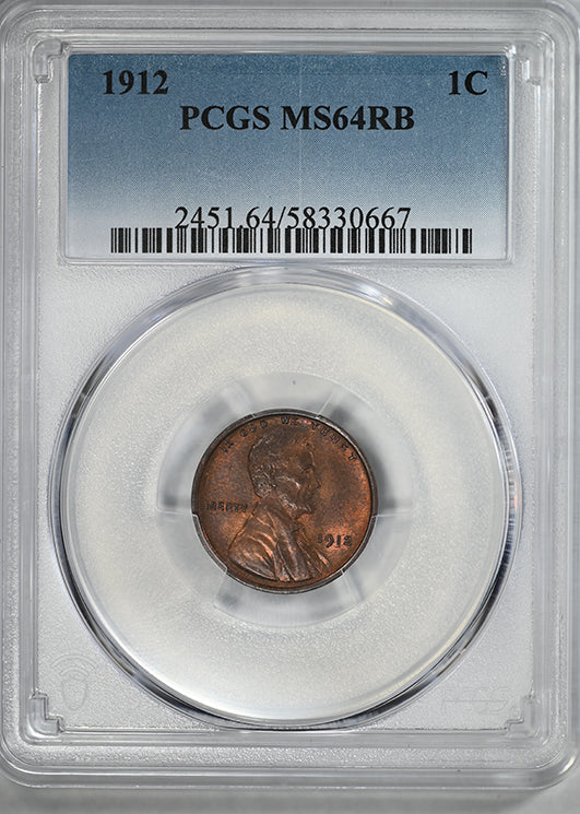 1912 Lincoln Wheat Cent 1C PCGS MS64RB