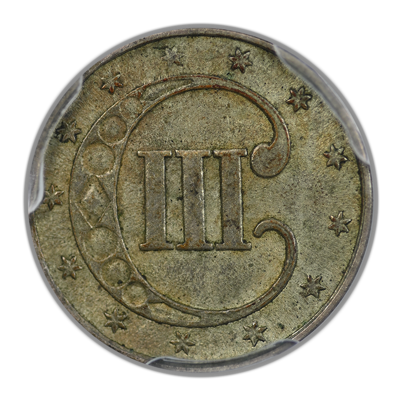1853 Three Cent Silver Piece 3CS PCGS AU53