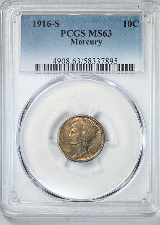 1916-S Mercury Dime 10C PCGS MS63