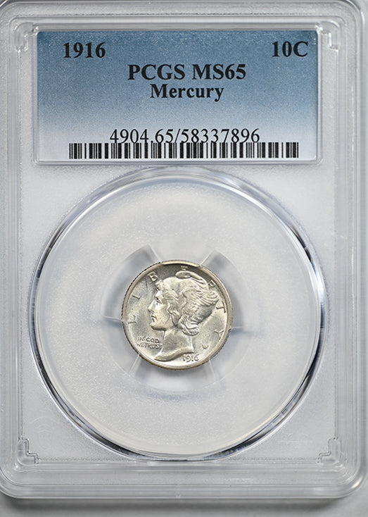 1916 Mercury Dime 10C PCGS MS65