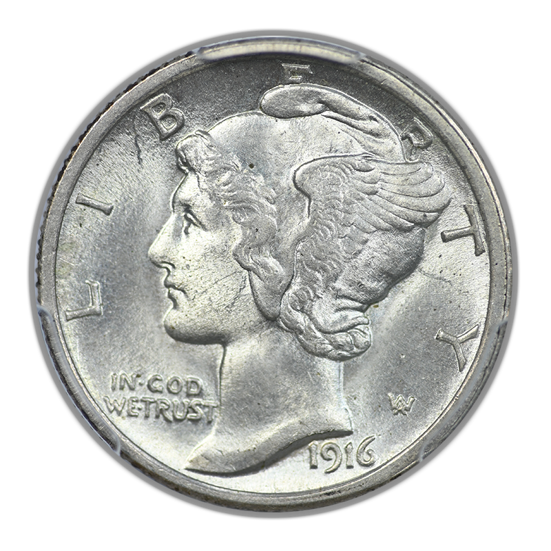 1916 Mercury Dime 10C PCGS MS65
