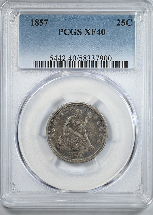 1857 Liberty Seated Quarter 25C PCGS XF40