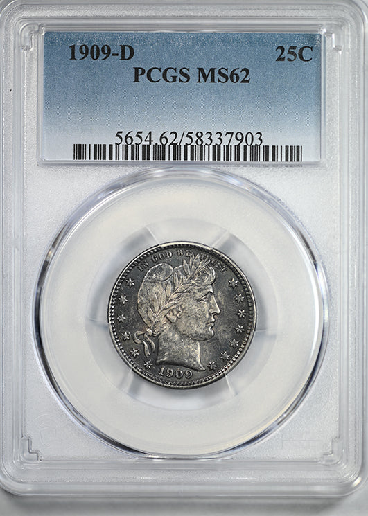 1909-D Barber Quarter 25C PCGS MS62
