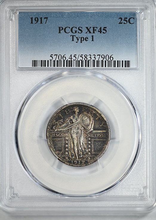 1917 Type 1 Standing Liberty Quarter 25C PCGS XF45