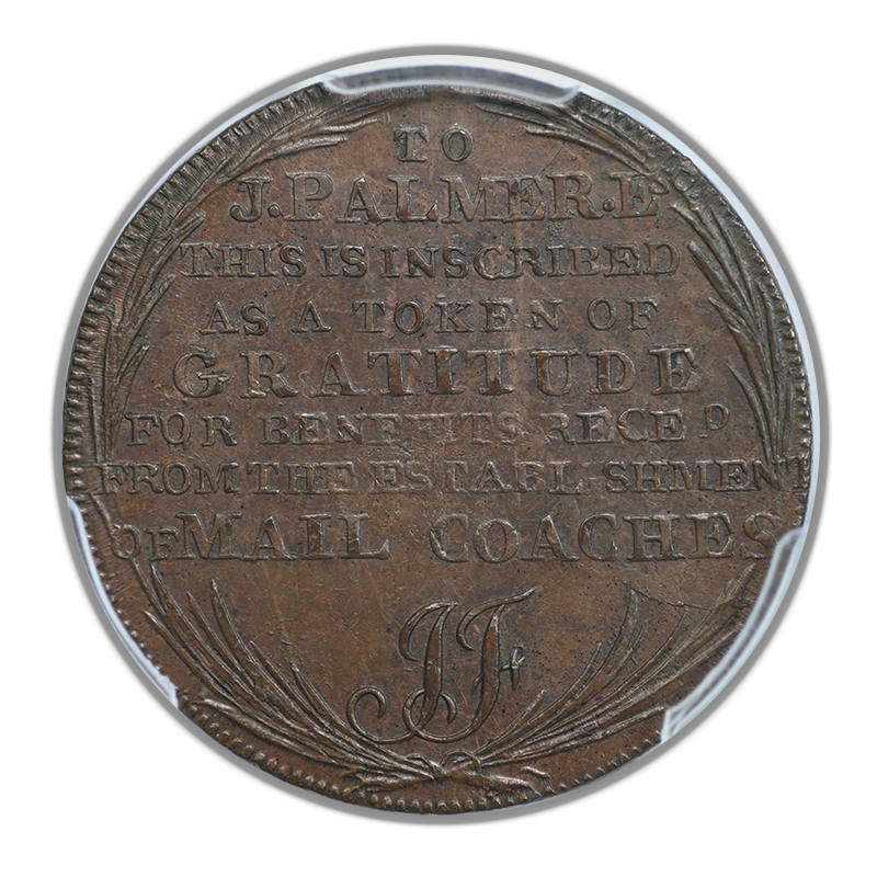 (c. 1797) Great Britain Tk 1/2D Half Penny PCGS MS62BN DH-363 Middlesex, Mail Coach