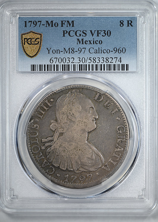 1797-Mo FM Mexico 8R Reales PCGS VF30 Yon-M8-97 Calico-960