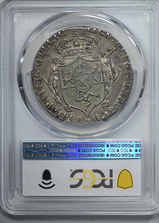 1808 Italy-Naples &amp; Sicily 120Gr Grana PCGS AU50 Dav-165