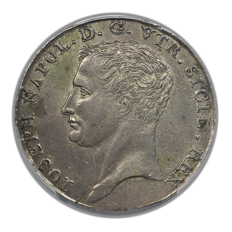 1808 Italy-Naples & Sicily 120Gr Grana PCGS AU50 Dav-165