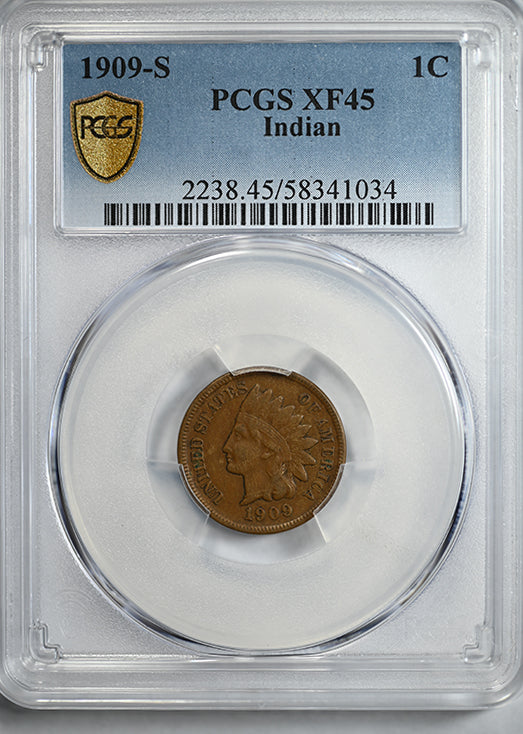 1909-S Indian Head Cent 1C PCGS XF45