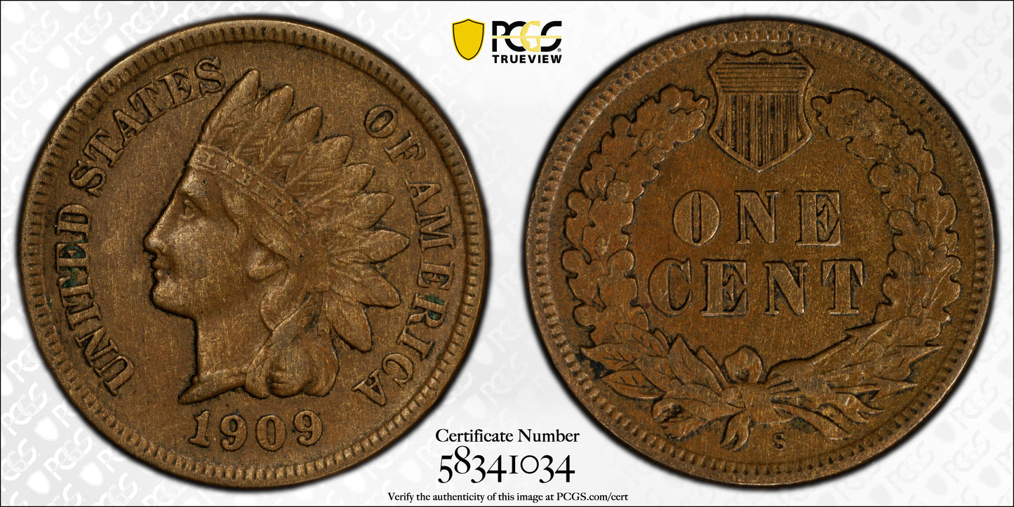 1909-S Indian Head Cent 1C PCGS XF45