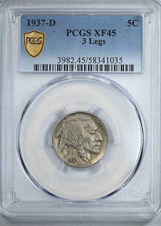 1937-D Buffalo Nickel 5C PCGS XF45 - 3 Legs