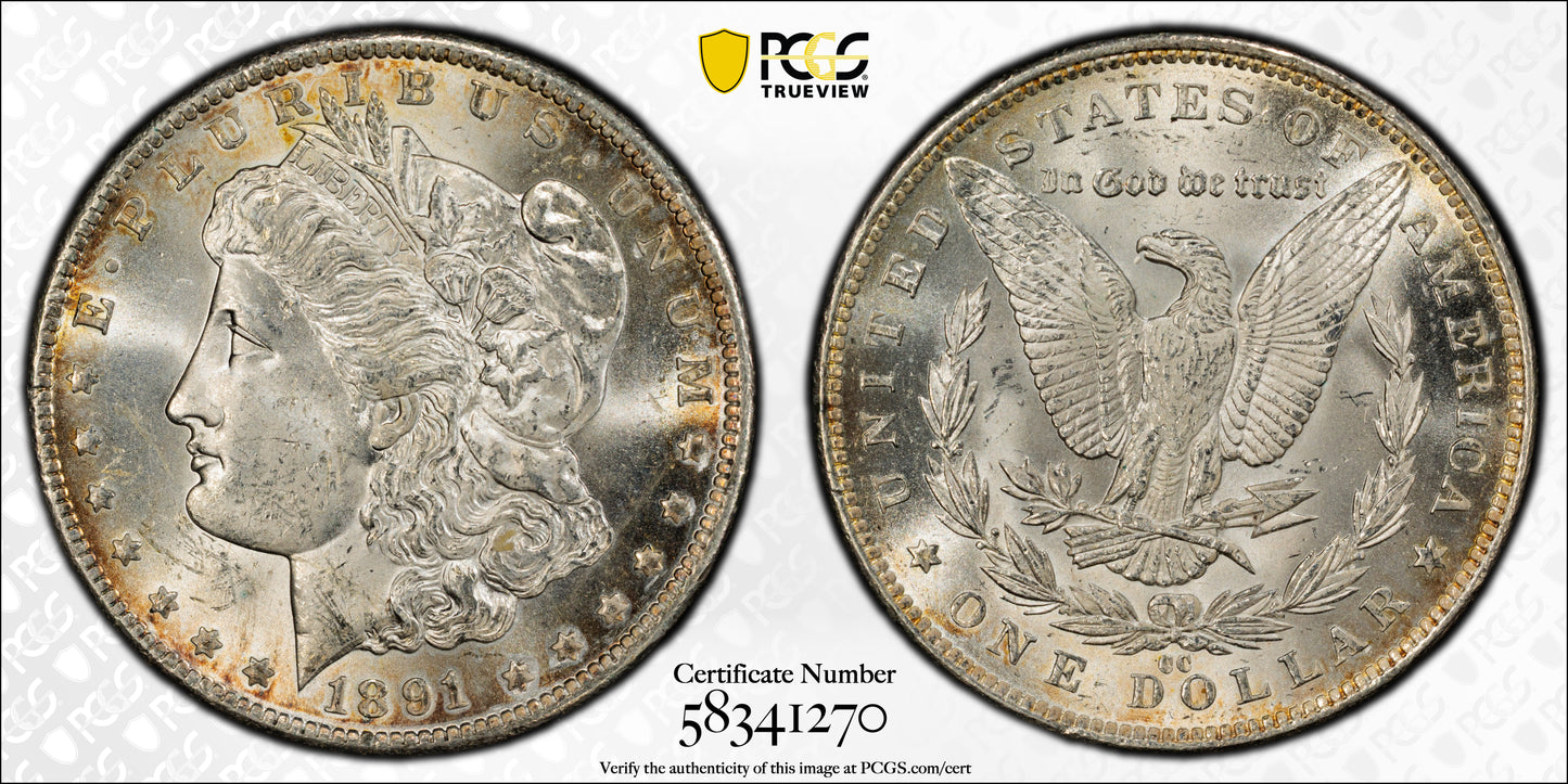 1891-CC Morgan Dollar $1 PCGS MS62