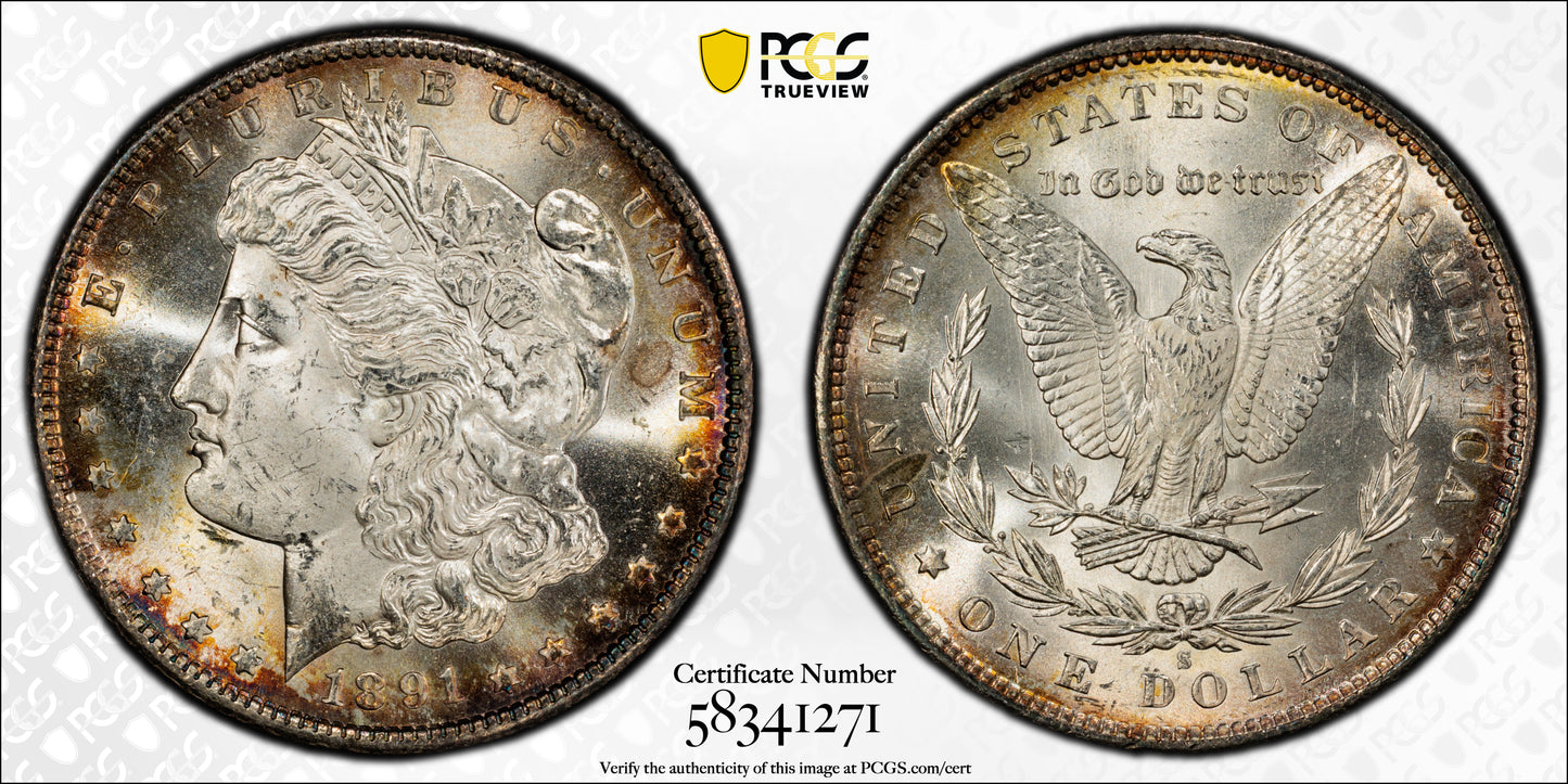 1891-S Morgan Dollar $1 PCGS MS63