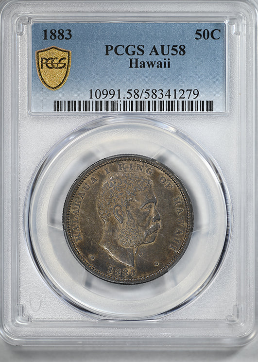 1883 Kingdom of Hawaii Half Dollar 50C PCGS AU58