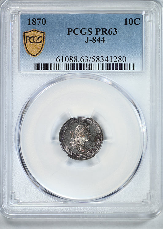 1870 Proof Pattern 10C Cent PCGS PR63 J-844 - TONED!