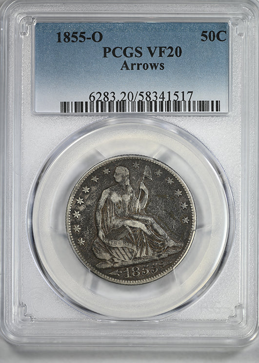 1855-O Liberty Seated Half Dollar 50C PCGS VF20 - Arrows