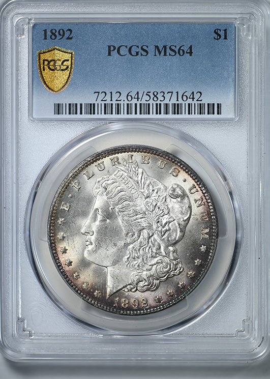 1892 Morgan Dollar $1 PCGS MS64 - TONED!