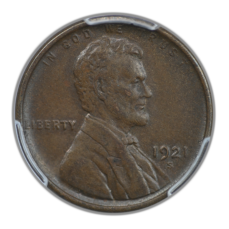 1921-S Lincoln Wheat Cent 1C PCGS AU58