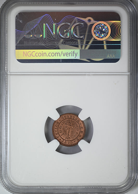 1898 Ceylon 1/4C Quarter Cent NGC MS64RB