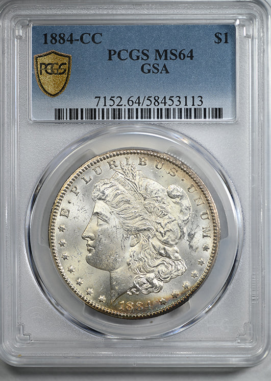 1884-CC Morgan Dollar $1 GSA PCGS MS64 - REVERSE TONED!
