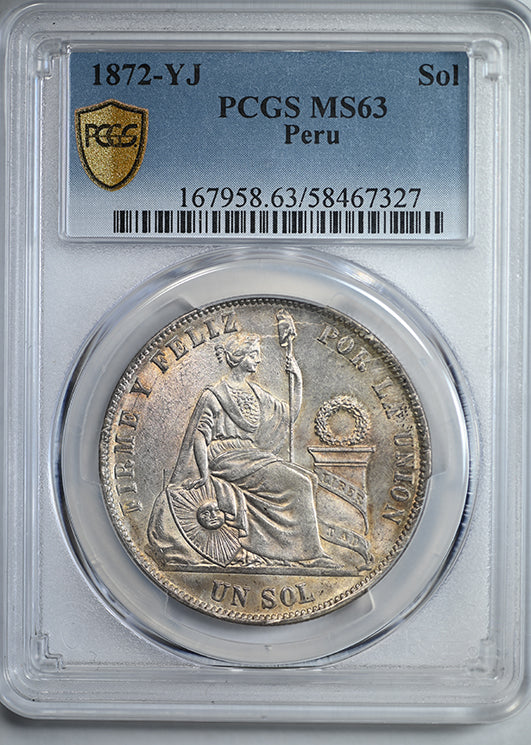 1872-YJ Peru Sol PCGS MS63