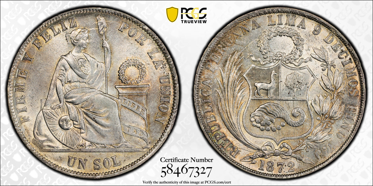 1872-YJ Peru Sol PCGS MS63