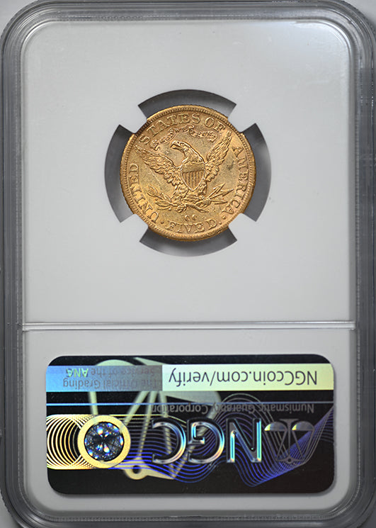 1892-CC Liberty Head Gold Half Eagle $5 NGC AU58 Reverse Slab