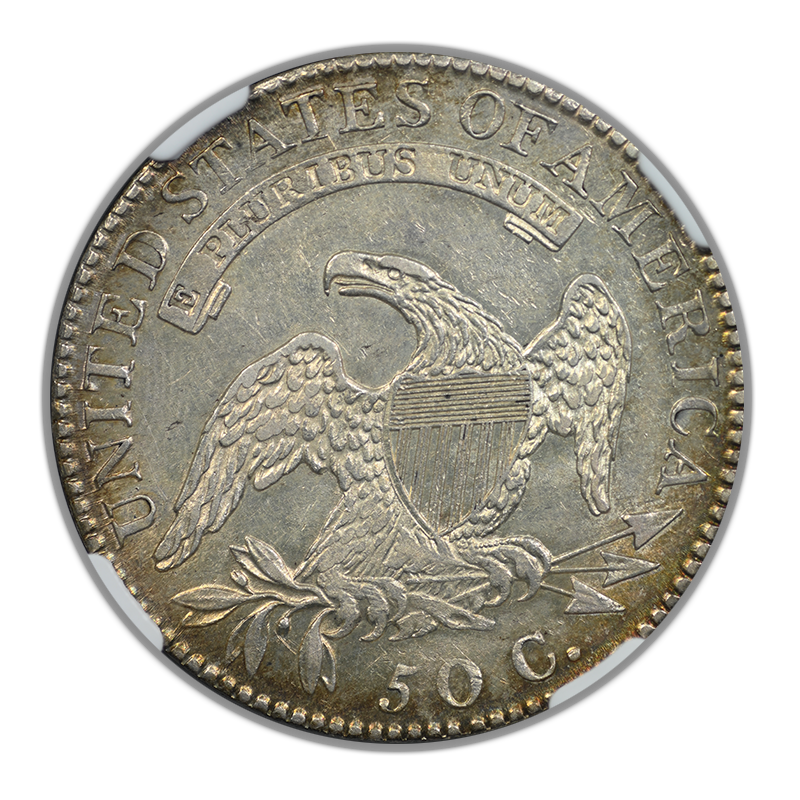 1819/8 Capped Bust Half Dollar 50C NGC AU55 Large 9 O-102 - TONED!