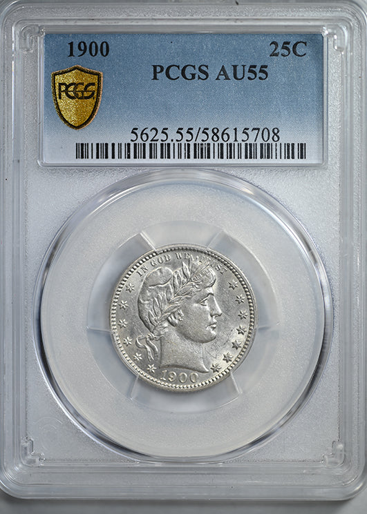 1900 Barber Quarter 25C PCGS AU55