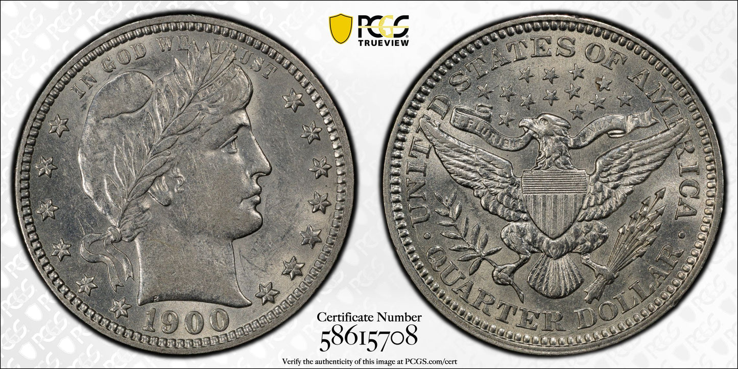 1900 Barber Quarter 25C PCGS AU55
