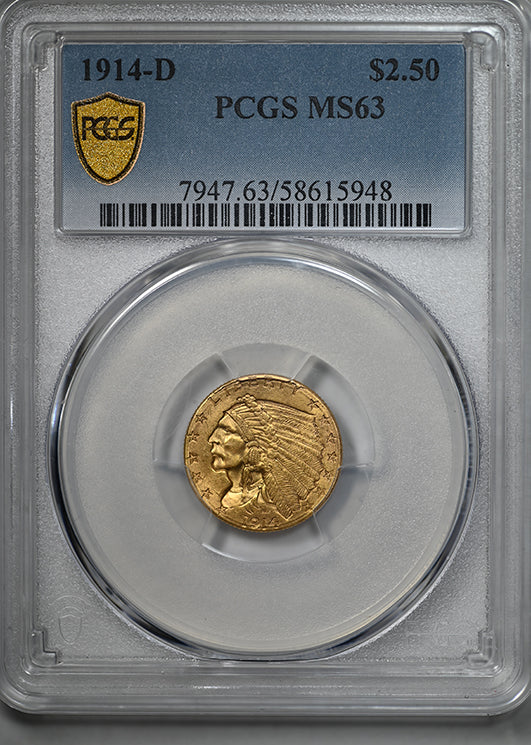 1914-D Indian Head Gold Quarter Eagle $2.50 PCGS MS63