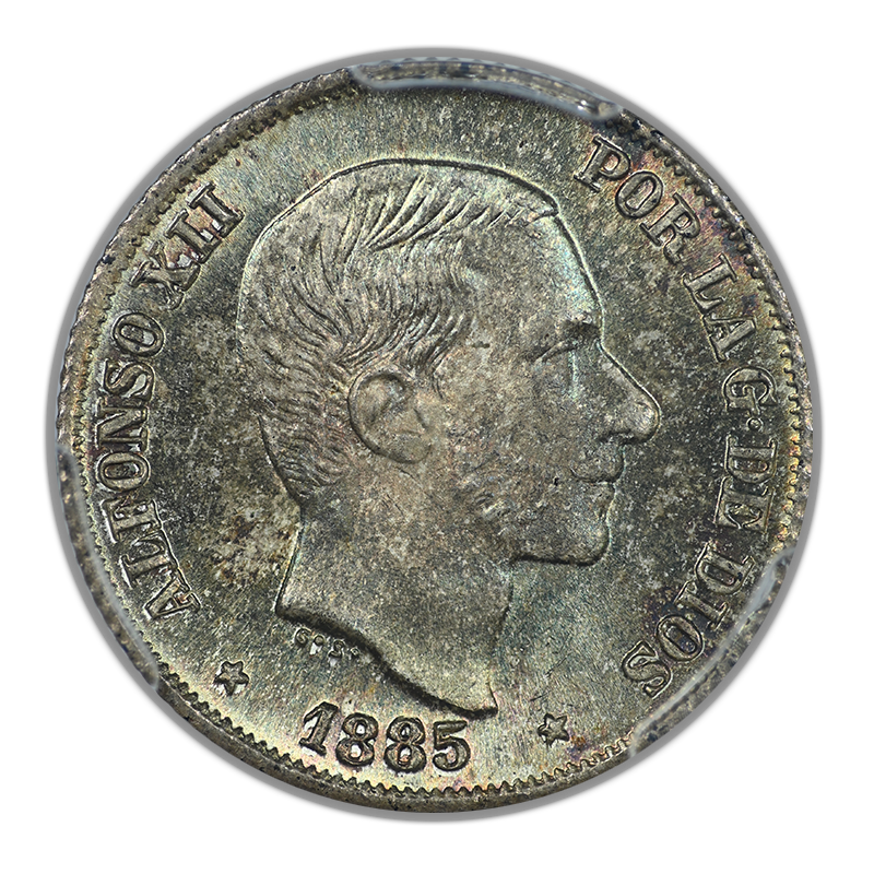 1885 Spanish Philippines 10C Centimos PCGS MS66 - TONED!