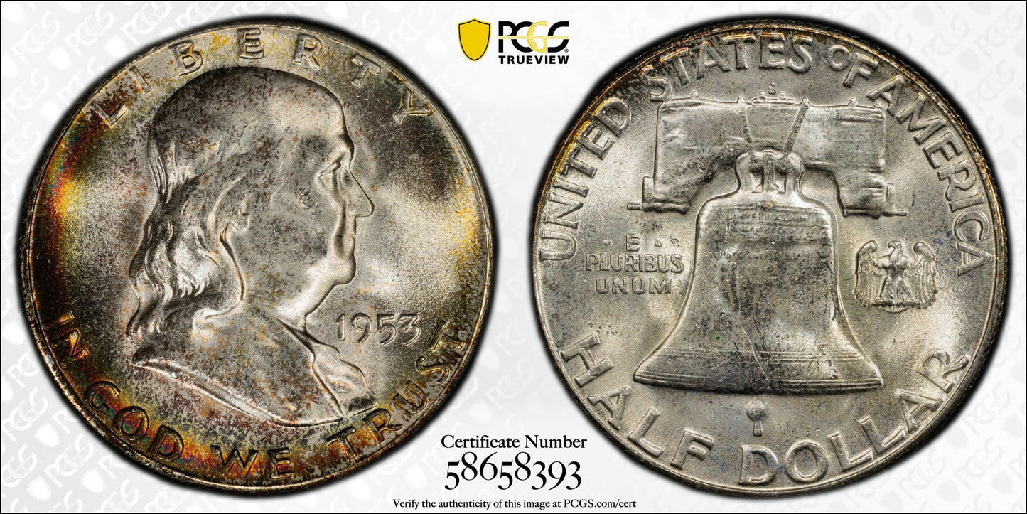 1953-S Franklin Half Dollar 50C PCGS MS66 - TONED!